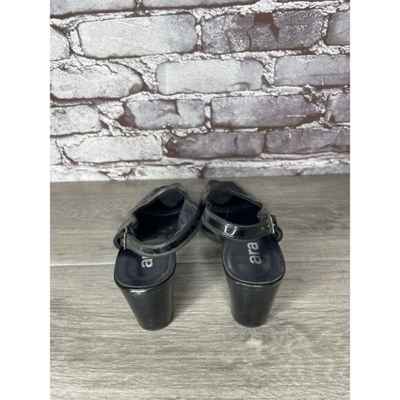 Ara Black Patent Leather Peep Toe Strap Pump Heels Women Sz 8.5M US/39EU - Picture 14 of 16